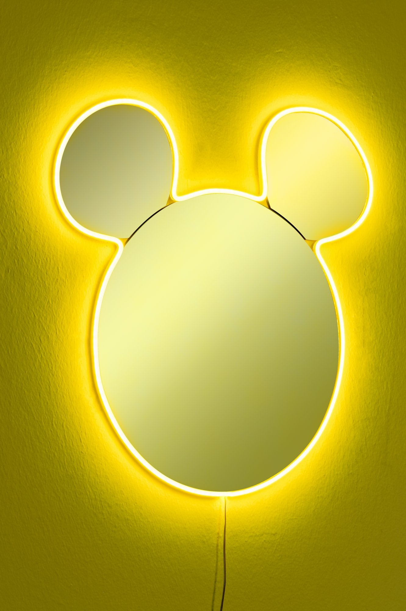Espelho com Iluminação Led-Mickey Silver-Amarelo