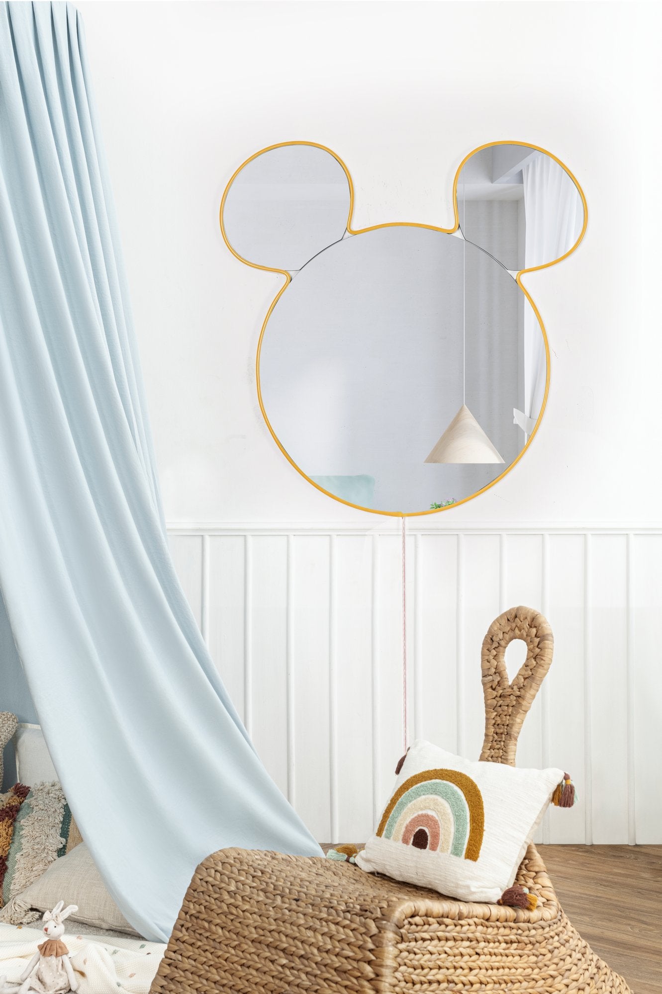 Espelho com Iluminação Led-Mickey Silver-Amarelo
