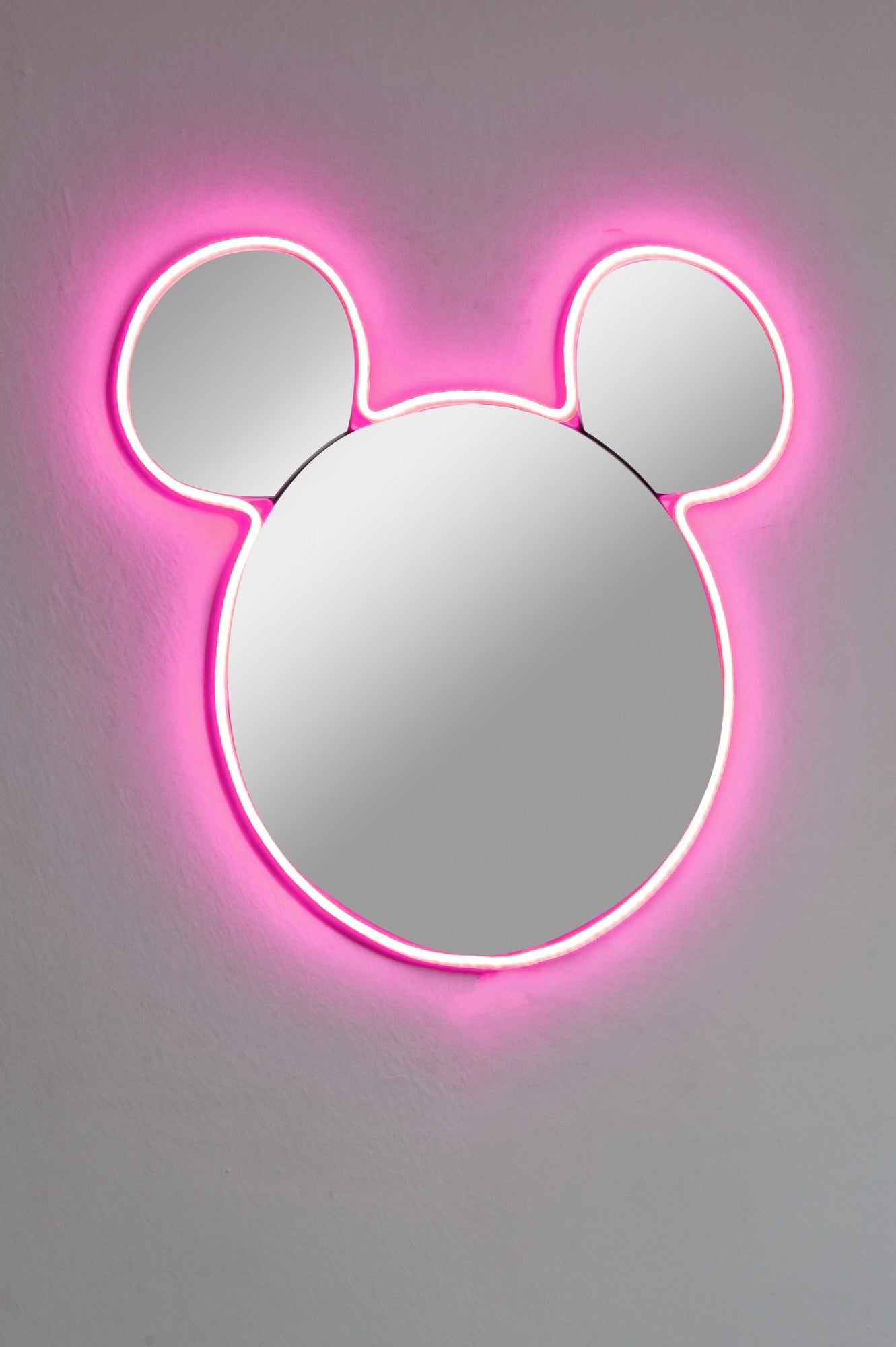 Espelho com Iluminação Led-Mickey Silver-Rosa