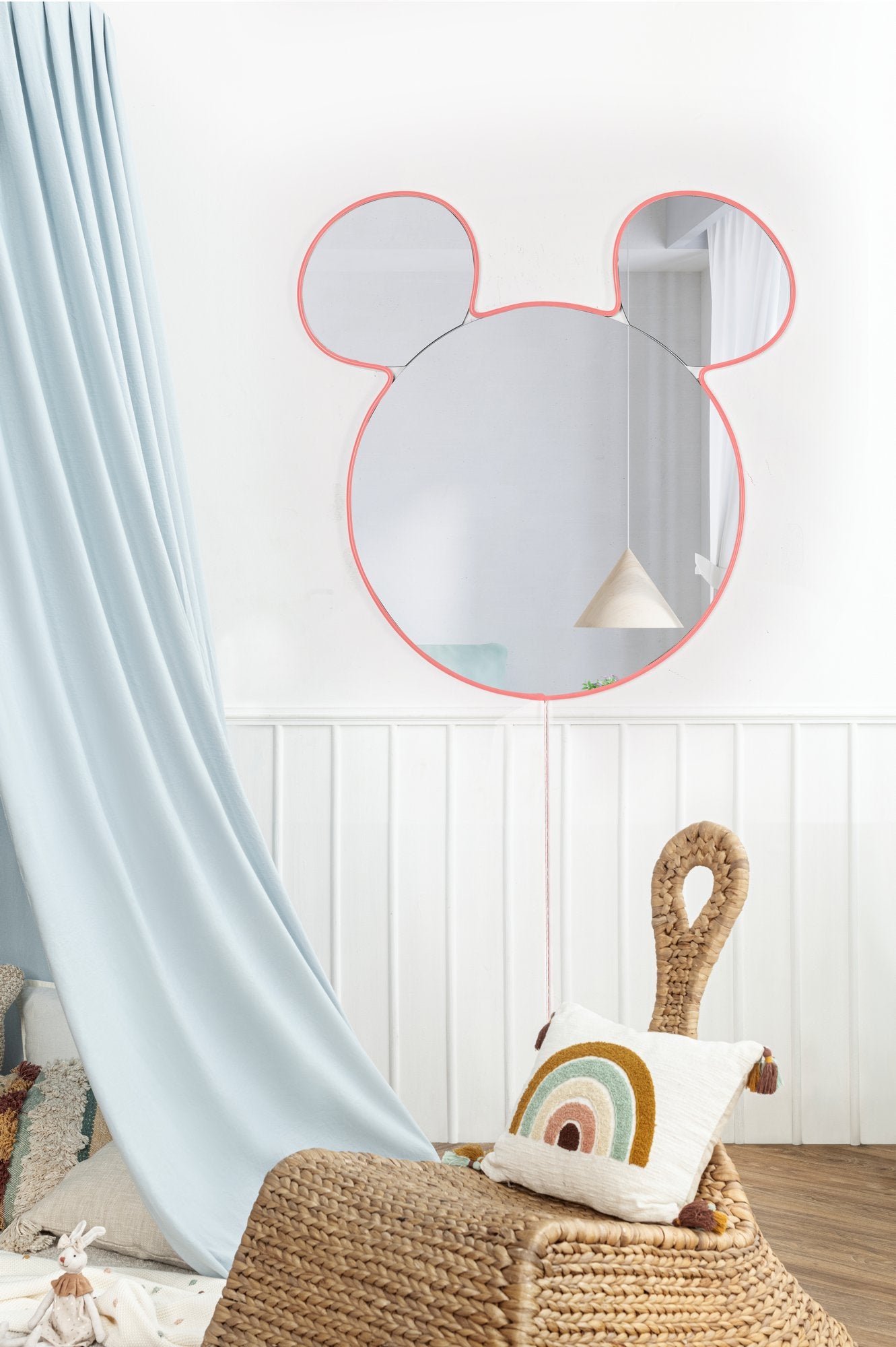 Espelho com Iluminação Led-Mickey Silver-Rosa