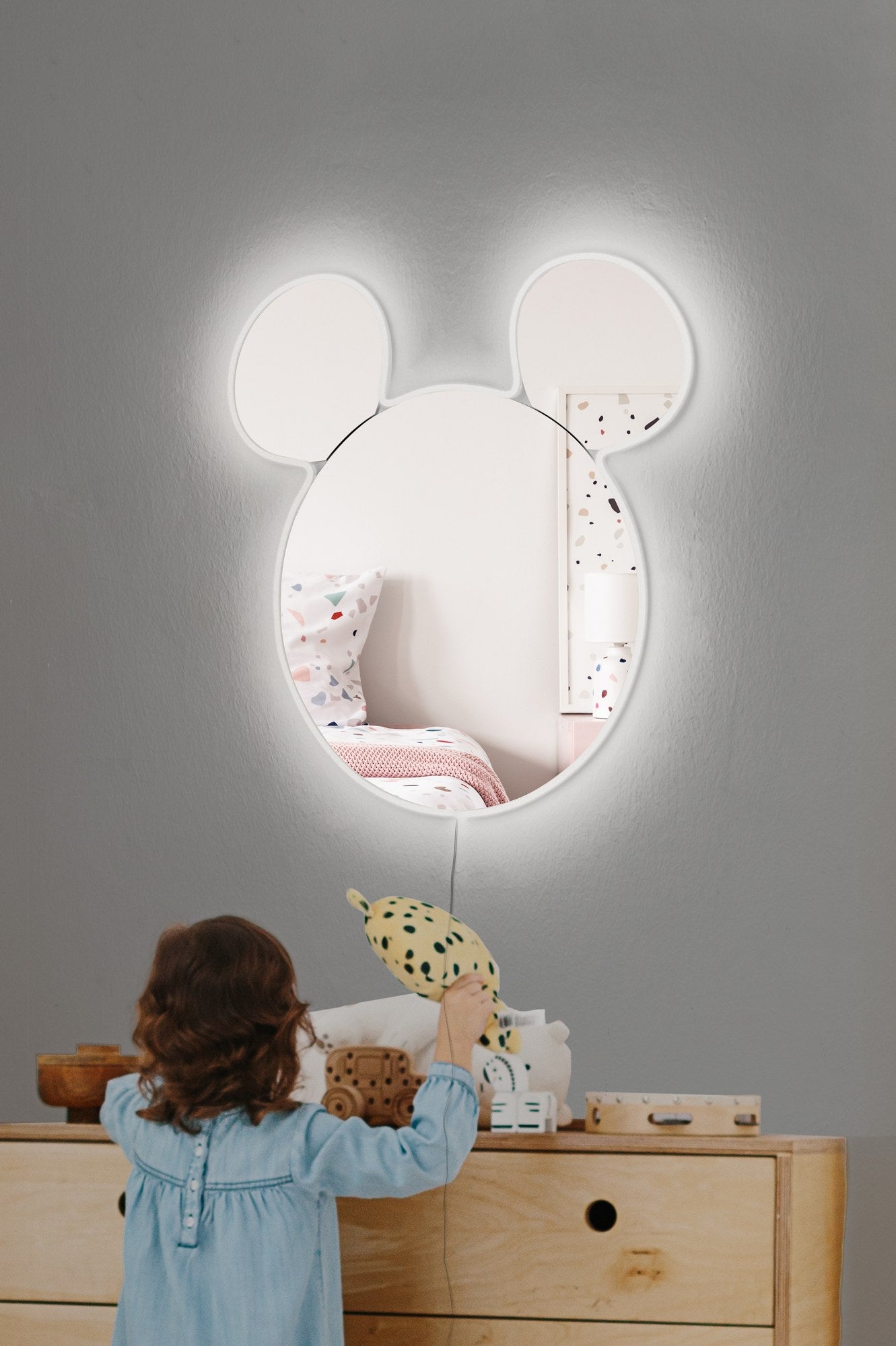 Espelho com Iluminação Led-Mickey Silver-Branco