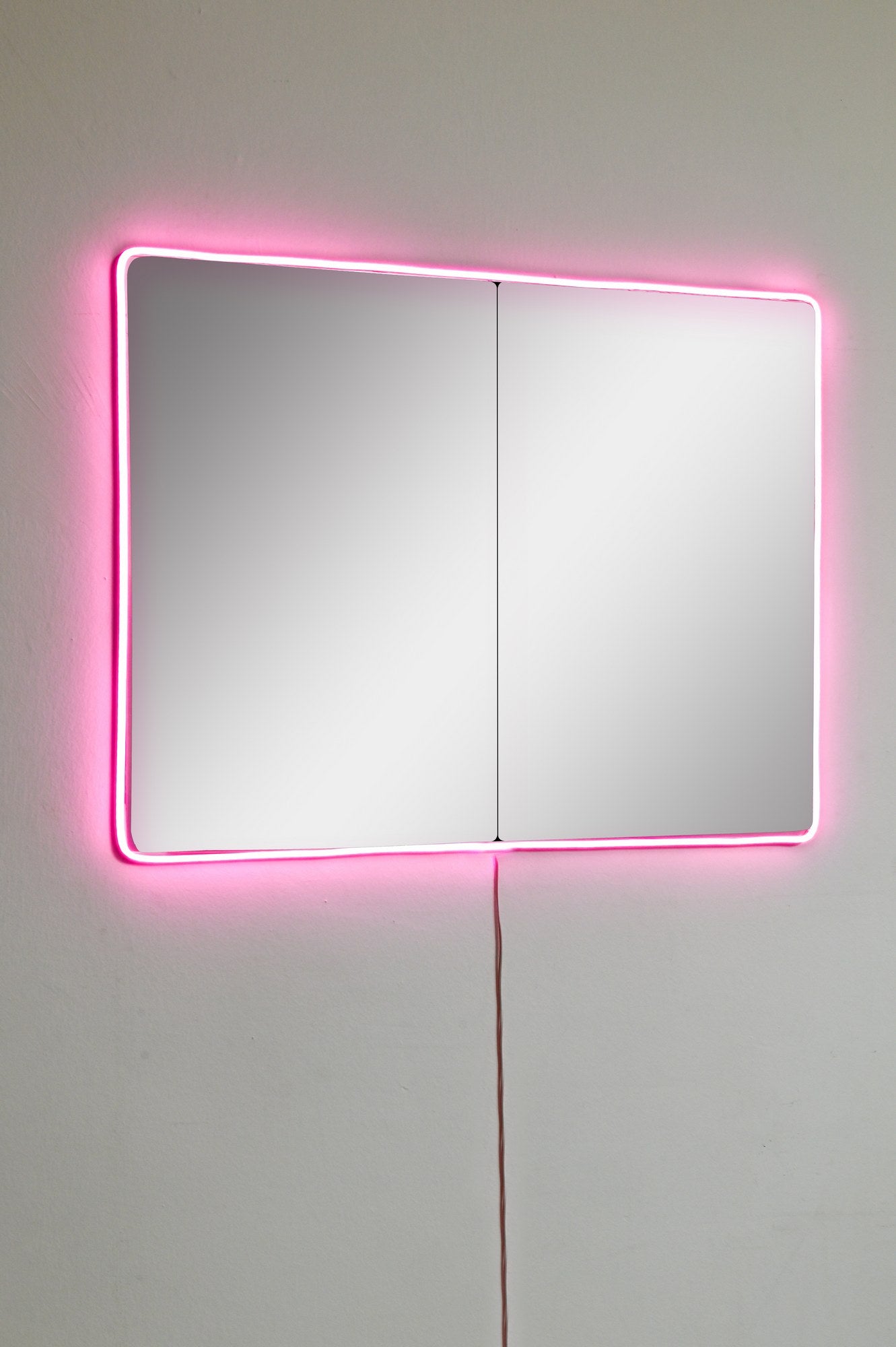 Espelho com Iluminação Led-Rectangular-Rosa