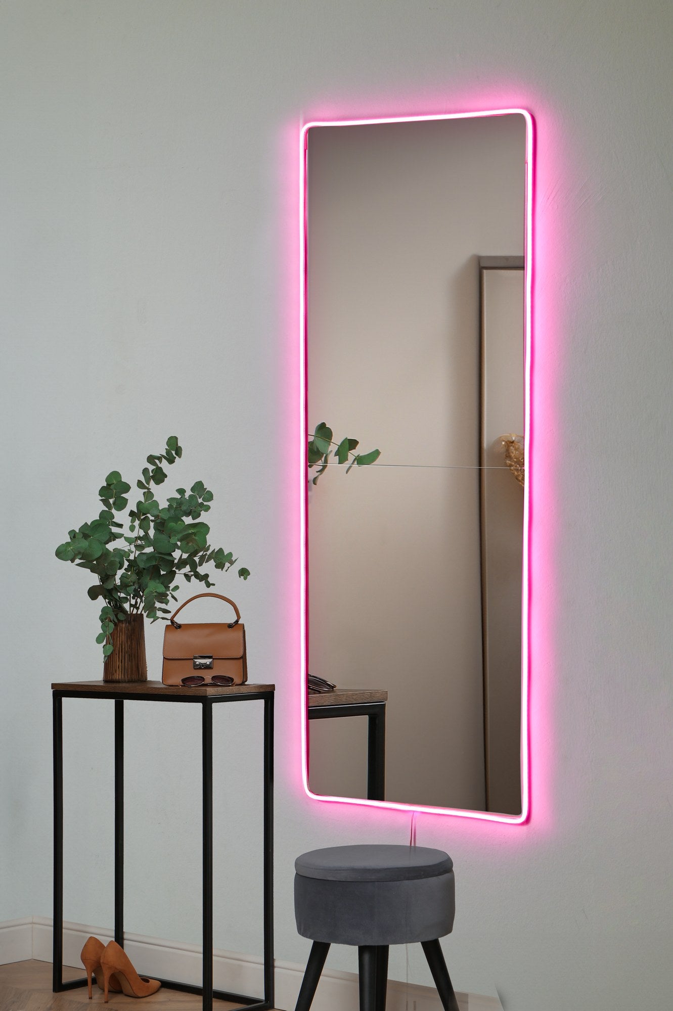 Espelho com Iluminação Led-Rectangular-Rosa