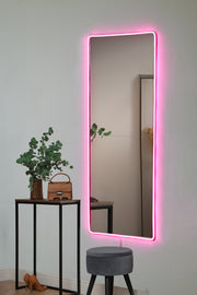 Espelho com Iluminação Led-Rectangular-Rosa