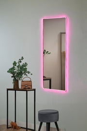 Espelho com Iluminação Led-Rectangular-Rosa