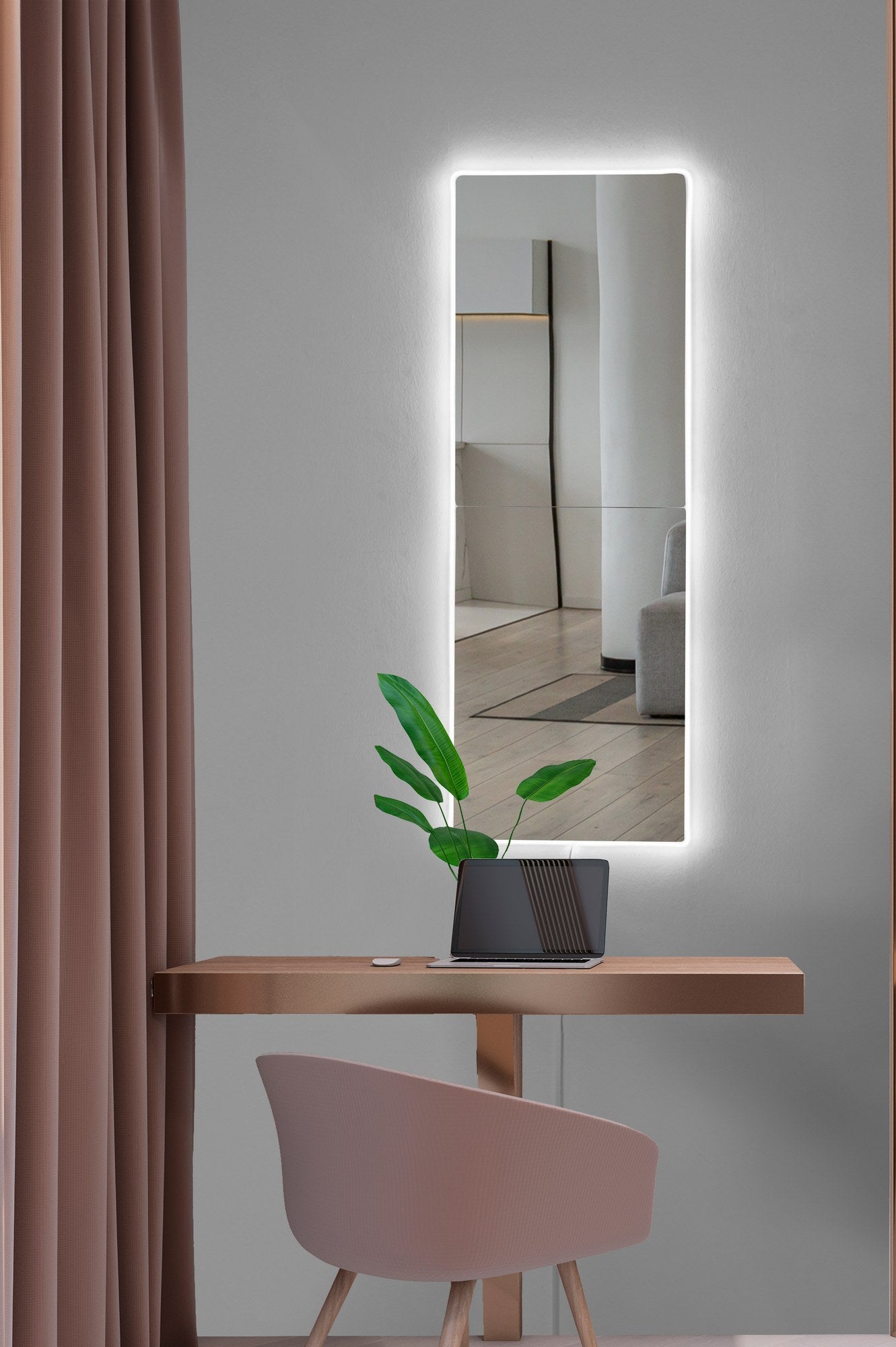 Espelho com Iluminação Led-Rectangular-Branco