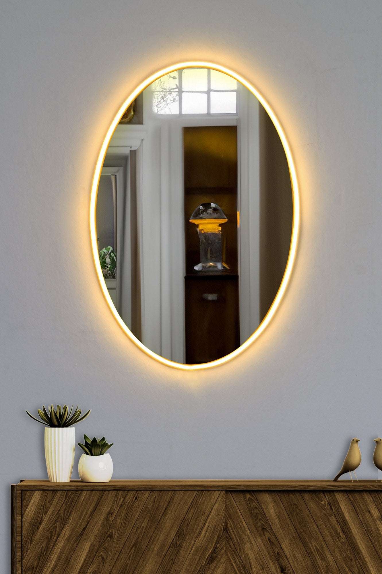 Espelho com Iluminação Led-Elliptical-Amarelo