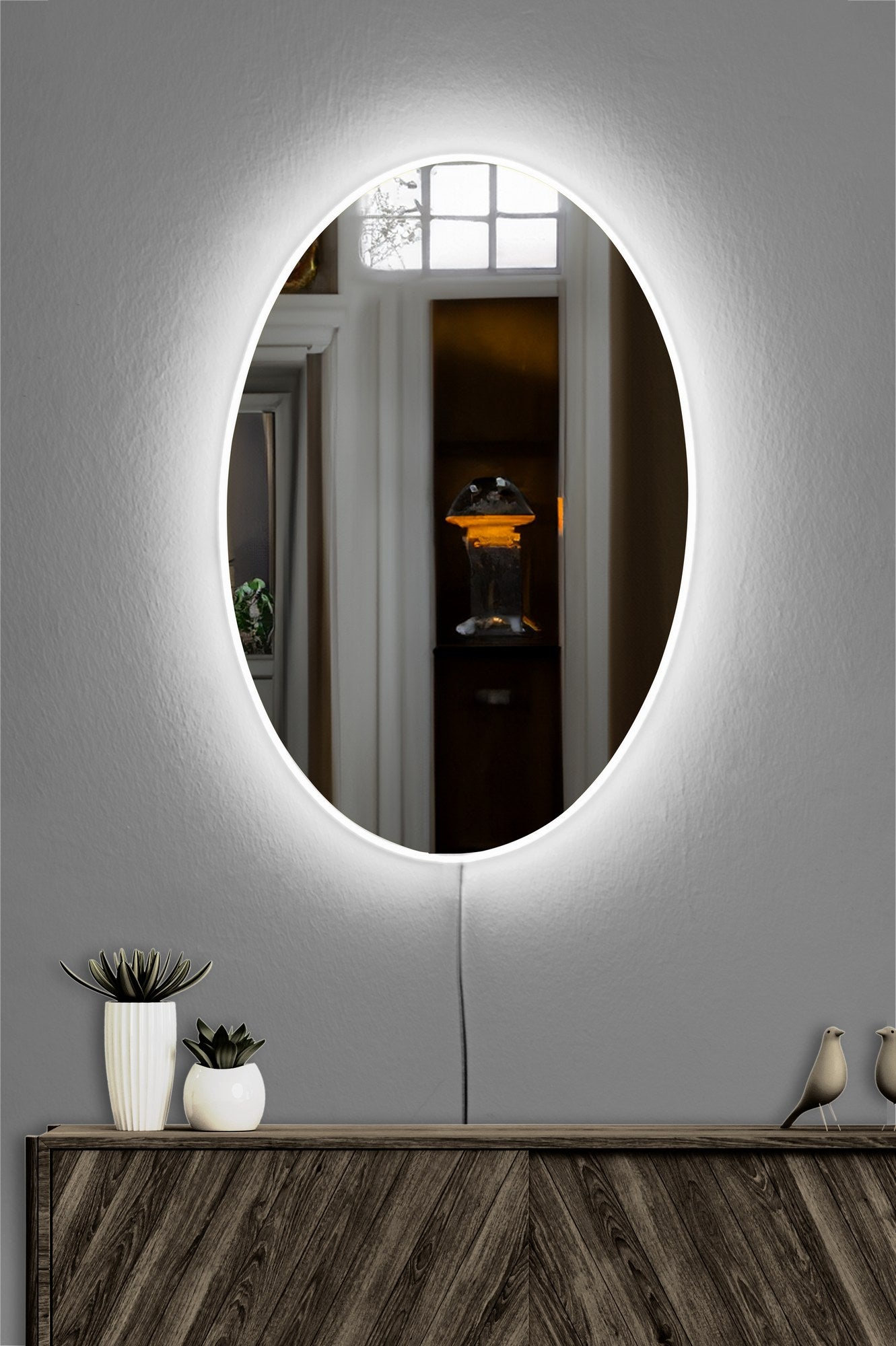 Espelho com Iluminação Led-Elliptical-Branco