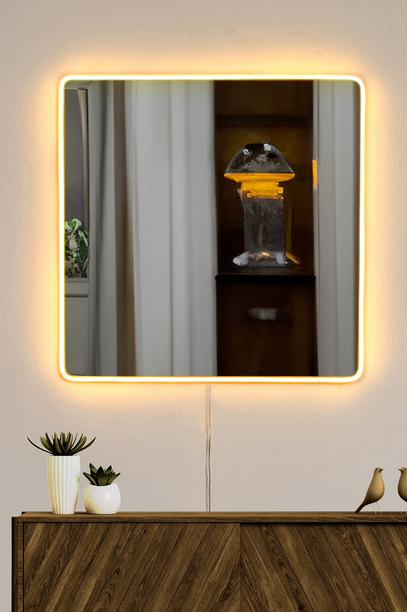 Espelho com Iluminação Led-Square-Amarelo