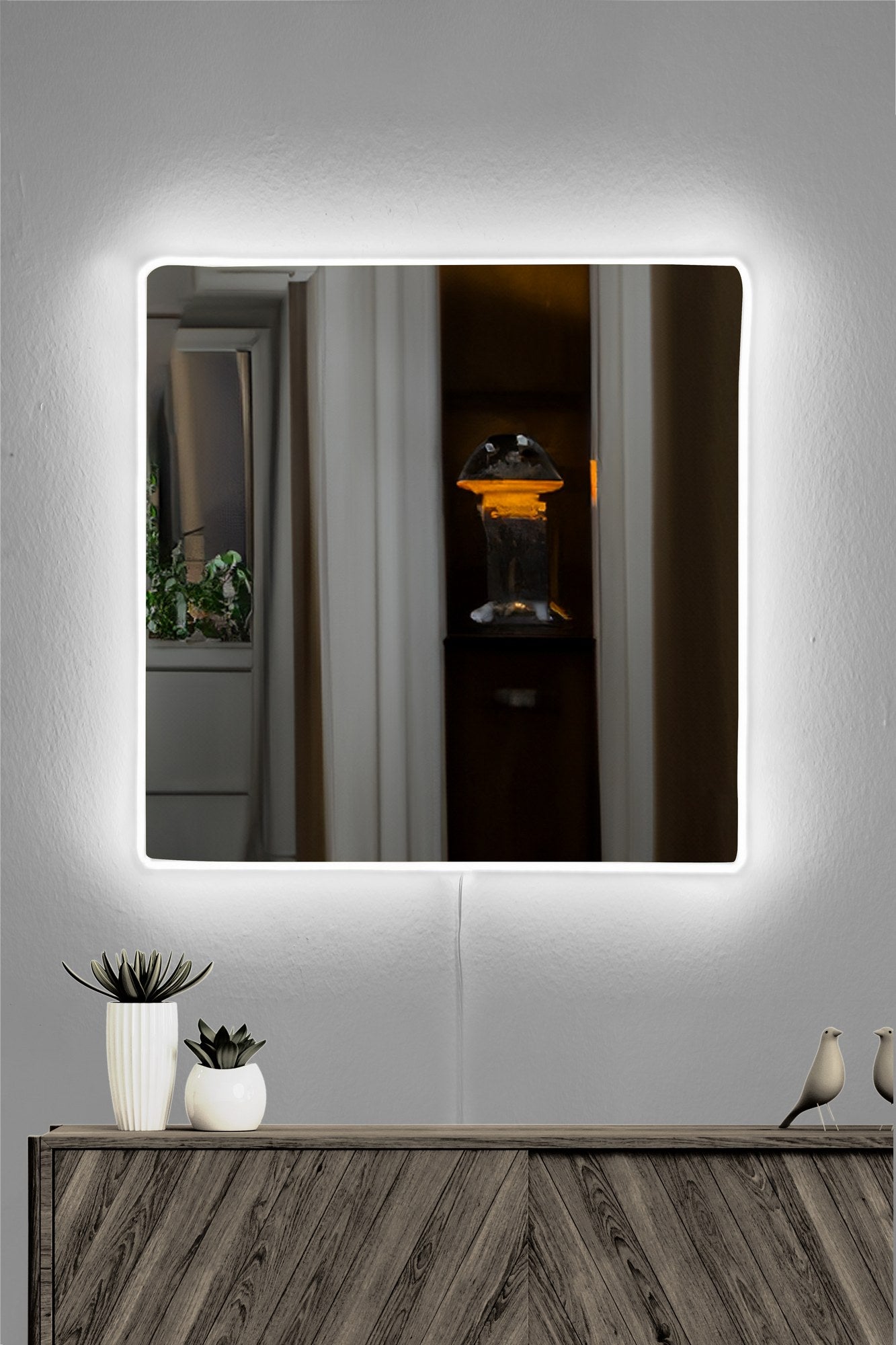 Espelho com Iluminação Led-Square-Branco