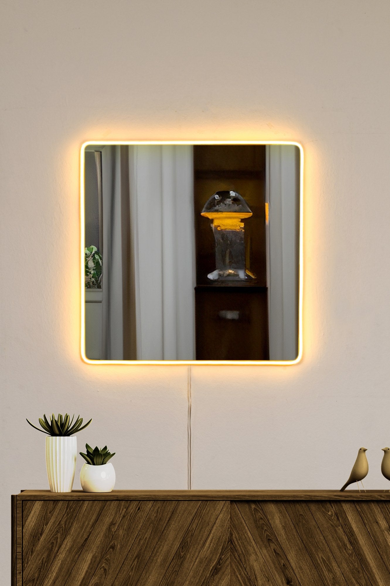 Espelho com Iluminação Led-Square-Amarelo