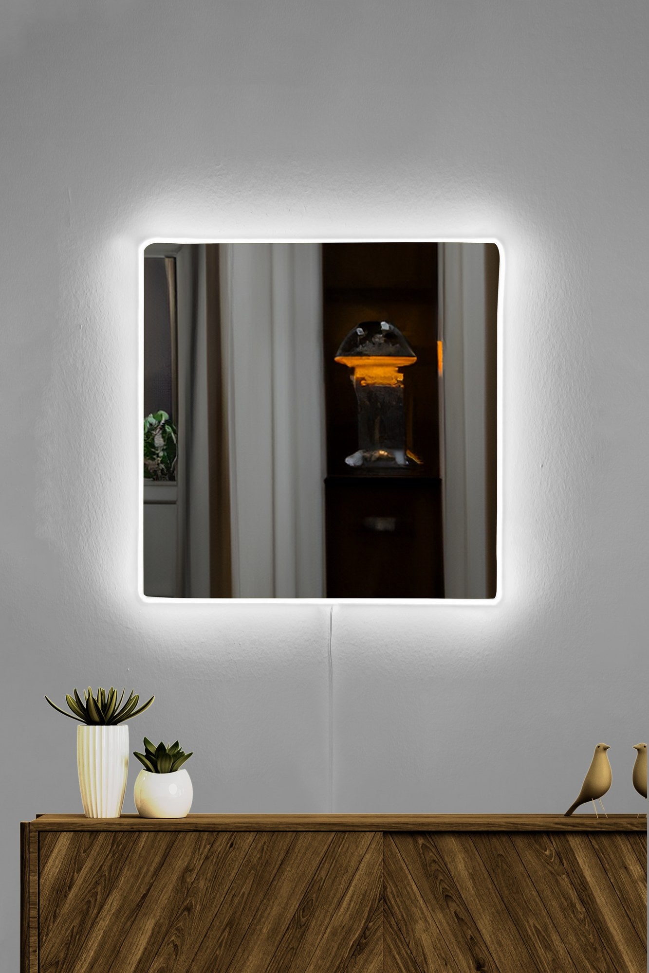 Espelho com Iluminação Led-Square-Branco