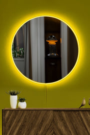 Espelho com Iluminação Led-Round-Amarelo