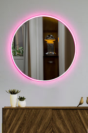 Espelho com Iluminação Led-Round-Rosa