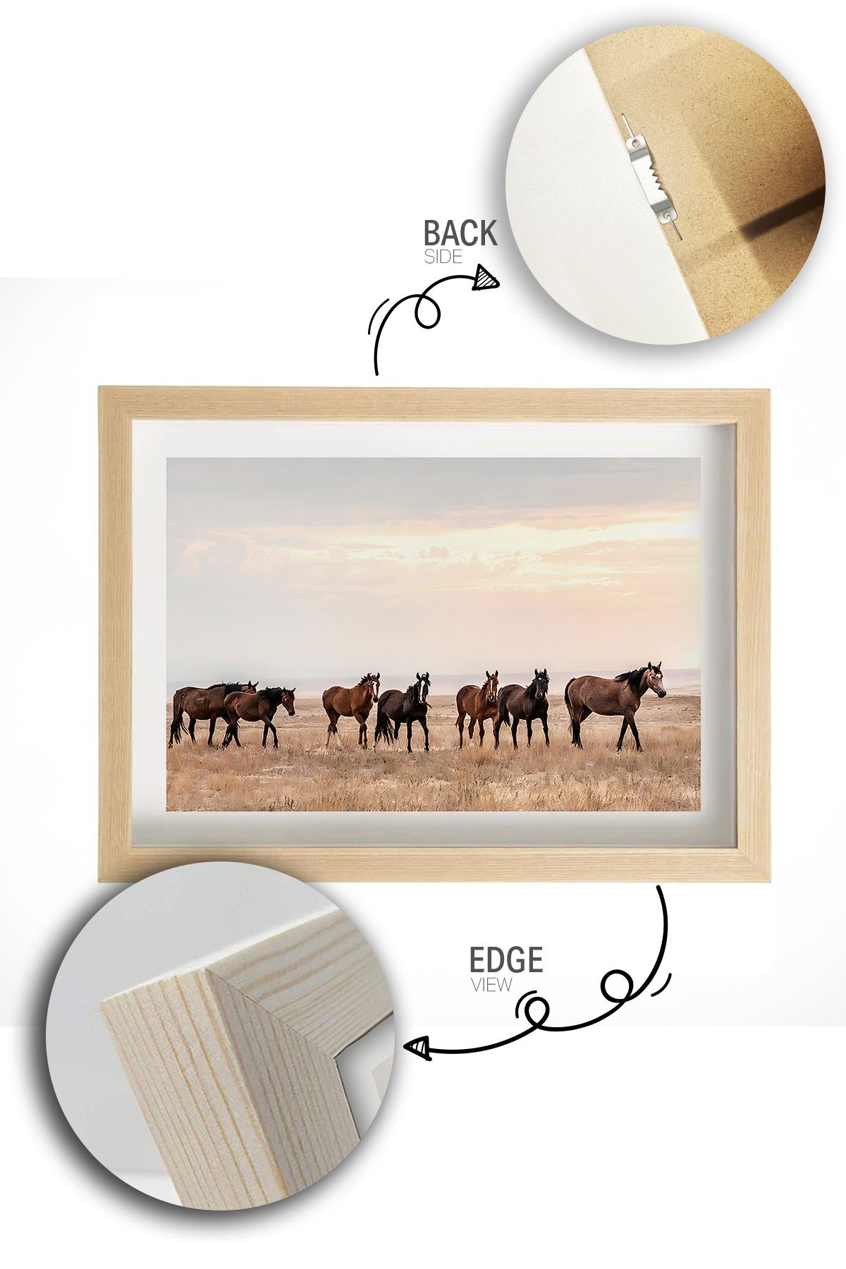 Quadro Decorativo Multicolor em Madeira Maciça - Impressão Digital 33x48cm com Moldura de 2cm