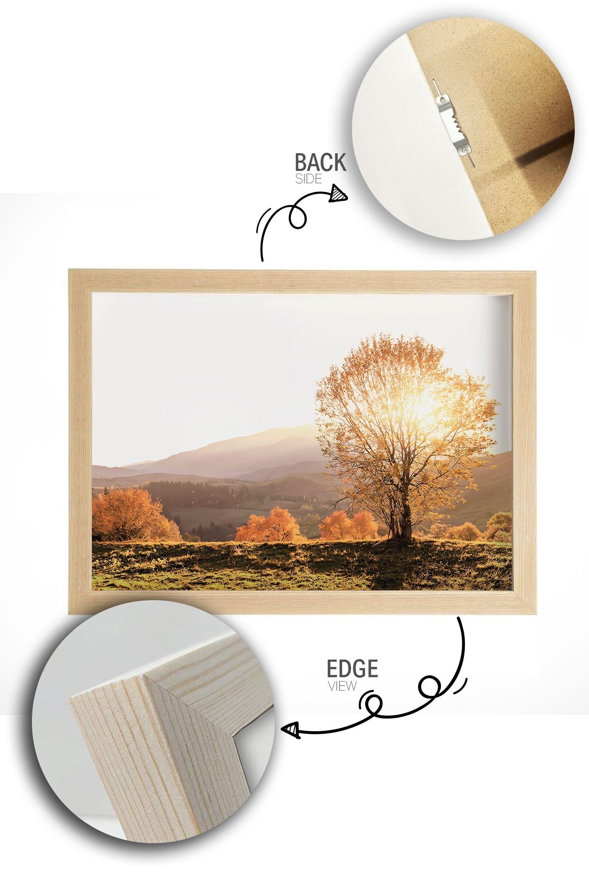 Quadro Decorativo Multicolor em Madeira Maciça - Arte Digital Emoldurada 33x48cm