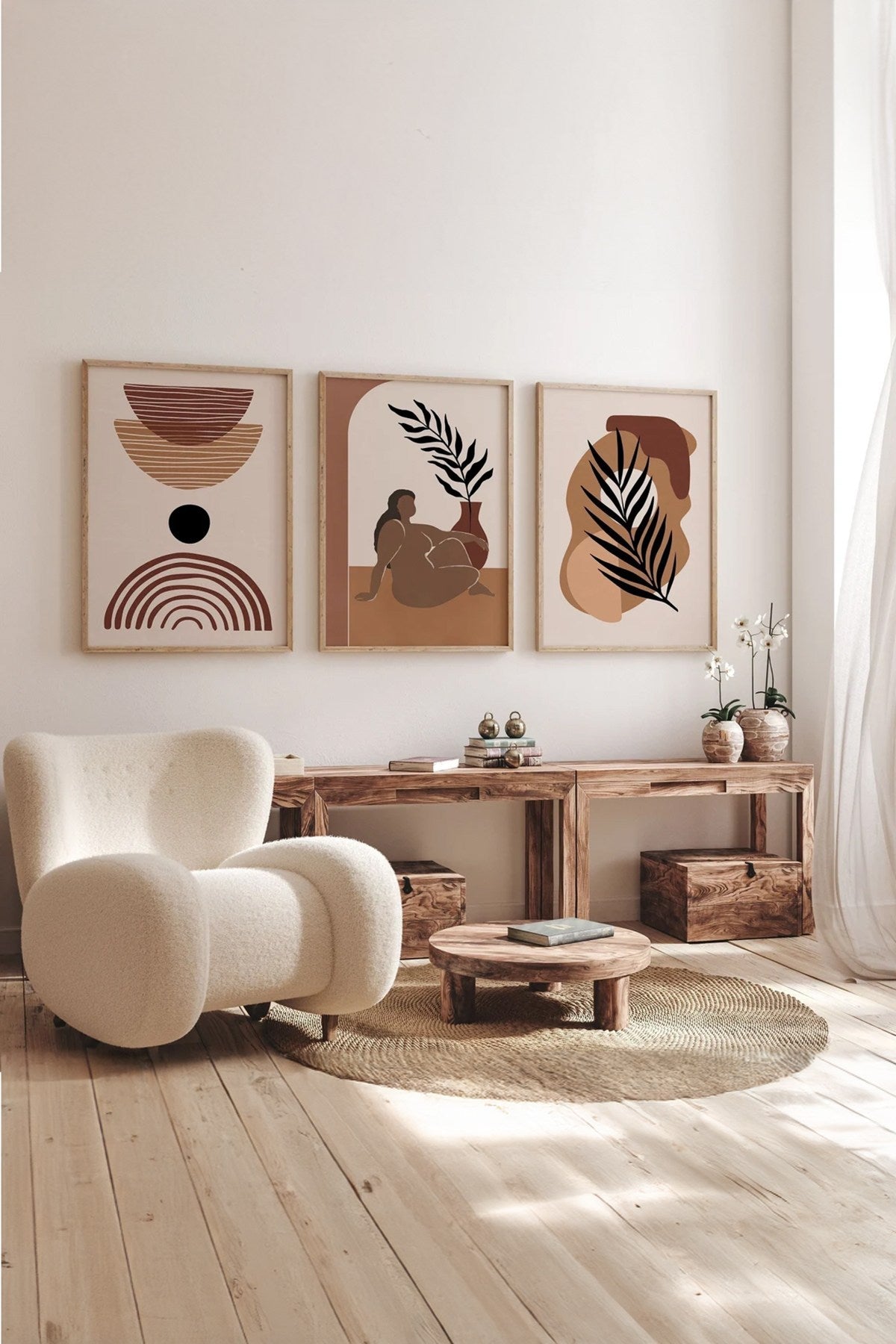 3Dartsohoset36 Conjunto de Quadros Decorativos com Moldura (3 Peças) 33 x 48 cm cada – Madeira Maciça, Impressão Digital – Multicolor