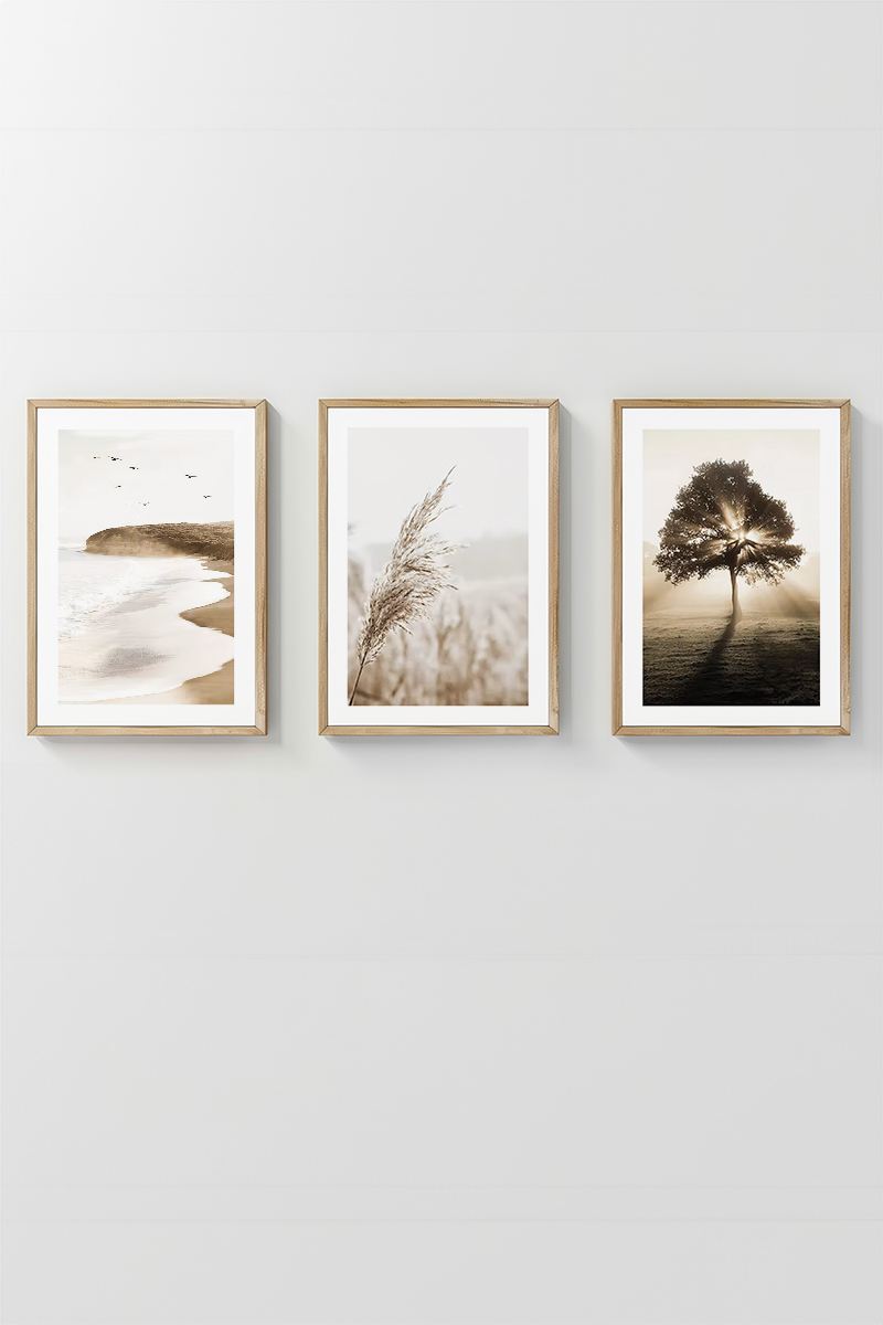 **Conjunto de 3 Quadros Decorativos Multicolor em Madeira Maciça - Arte Moderna para Transformar a Sua Casa**