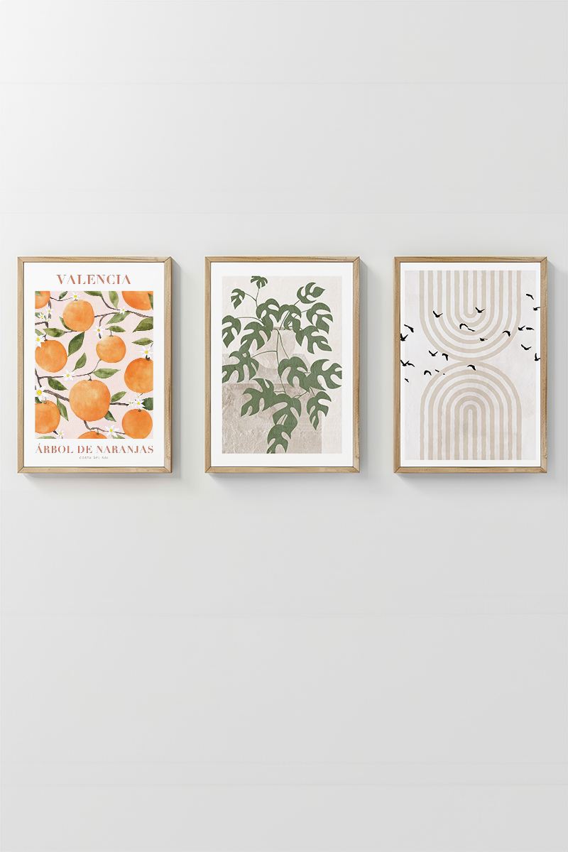 **Conjunto de 3 Quadros Decorativos Multicolor em Madeira Maciça - Arte Moderna para Transformar a Sua Casa**