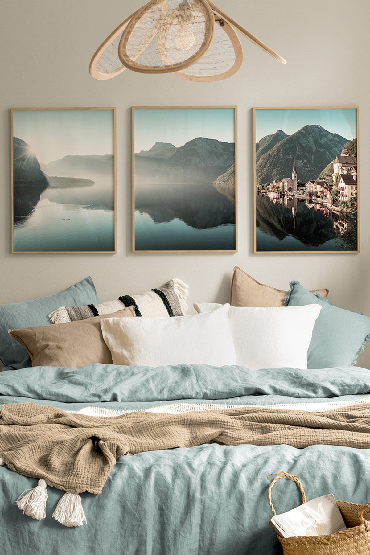 **Conjunto de 3 Quadros Decorativos Multicolor em Madeira Maciça - Arte Moderna para Transformar a Sua Casa**