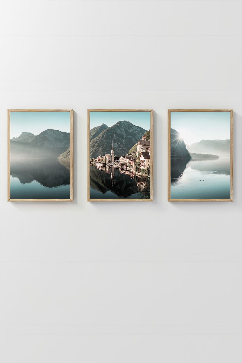 **Conjunto de 3 Quadros Decorativos Multicolor em Madeira Maciça - Arte Moderna para Transformar a Sua Casa**