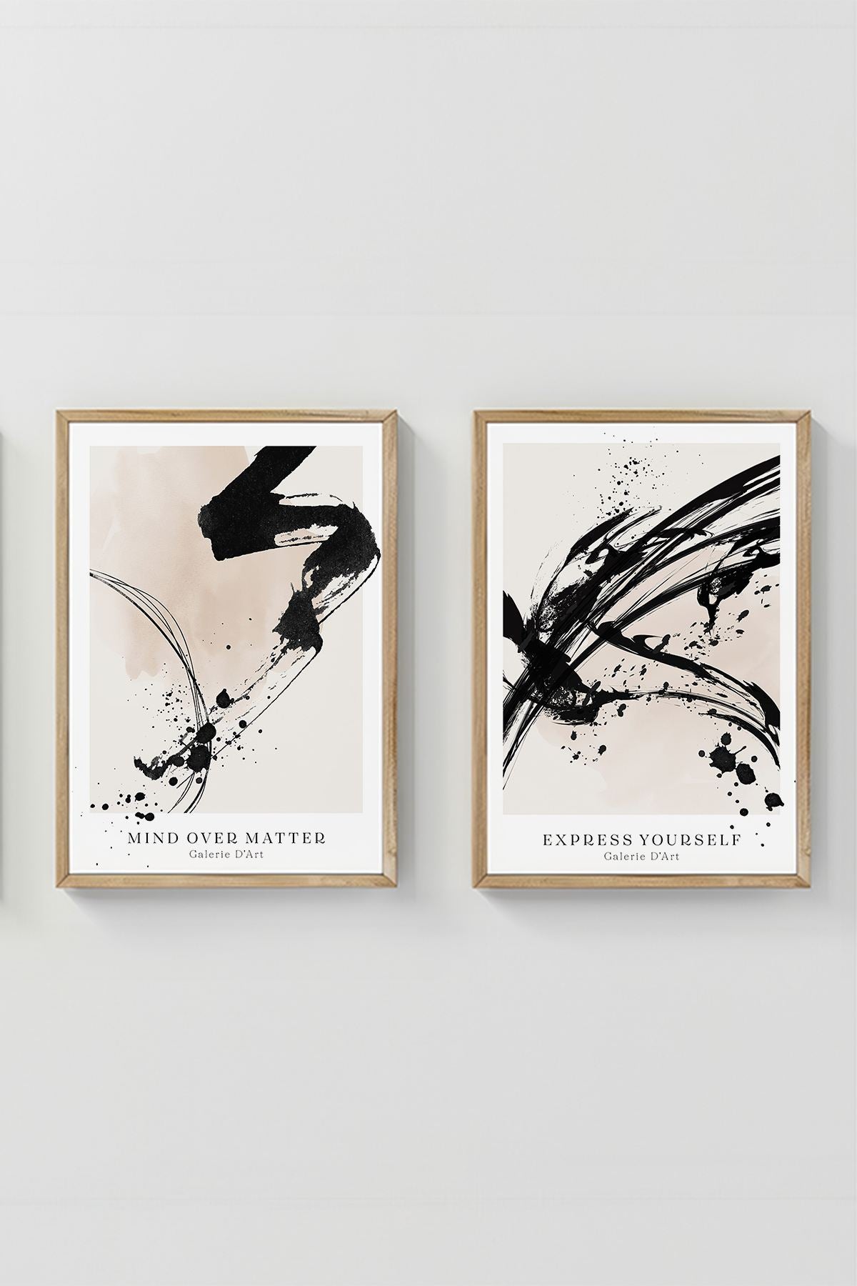 Conjunto de 2 Quadros Decorativos Multicolor com Moldura de Madeira Maciça - 33x48cm