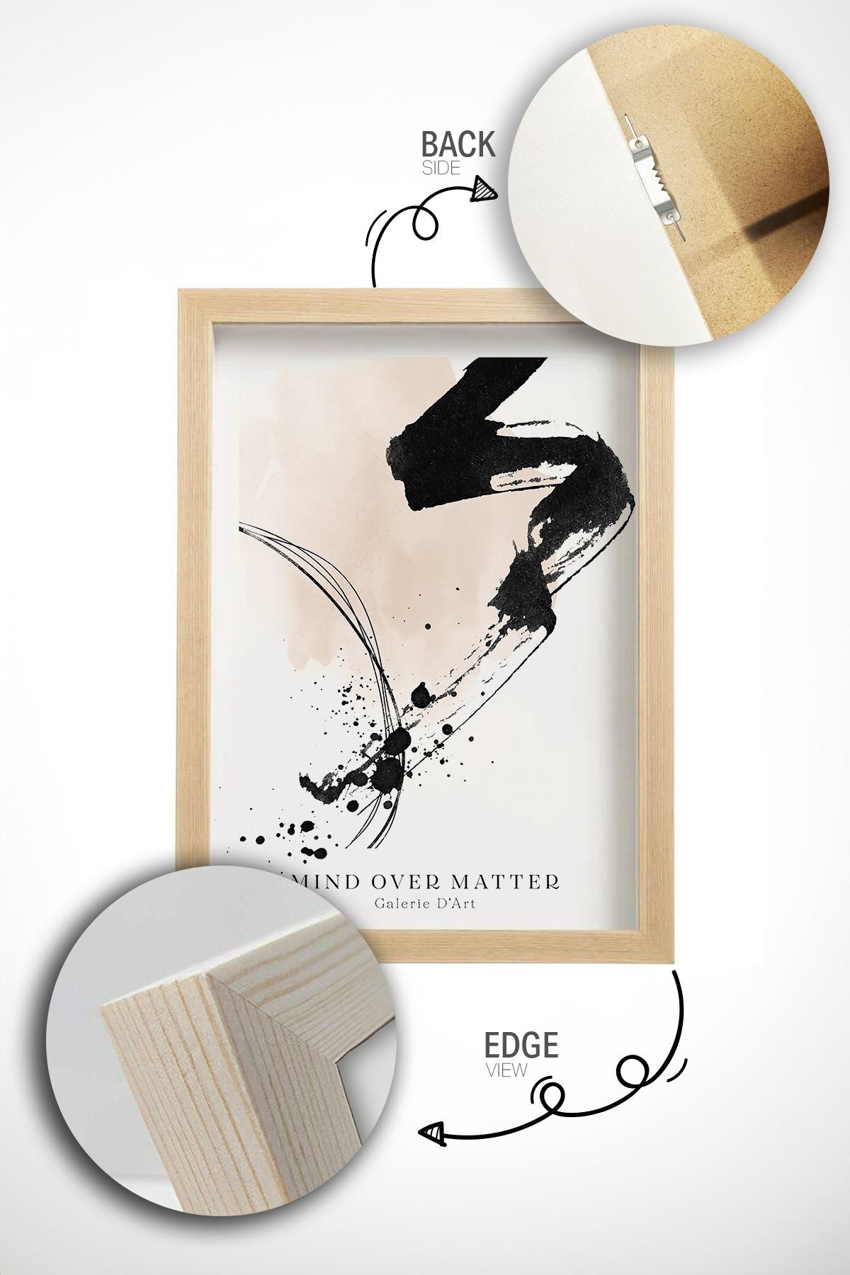 Conjunto de 2 Quadros Decorativos Multicolor com Moldura de Madeira Maciça - 33x48cm