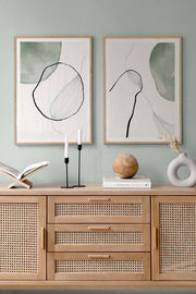 Conjunto de 2 Quadros Decorativos Multicolor com Moldura de Madeira Maciça - 33x48cm