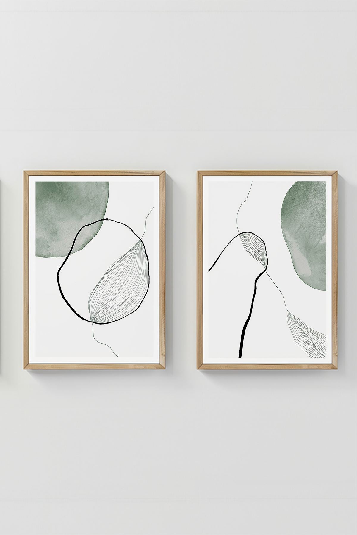 Conjunto de 2 Quadros Decorativos Multicolor com Moldura de Madeira Maciça - 33x48cm