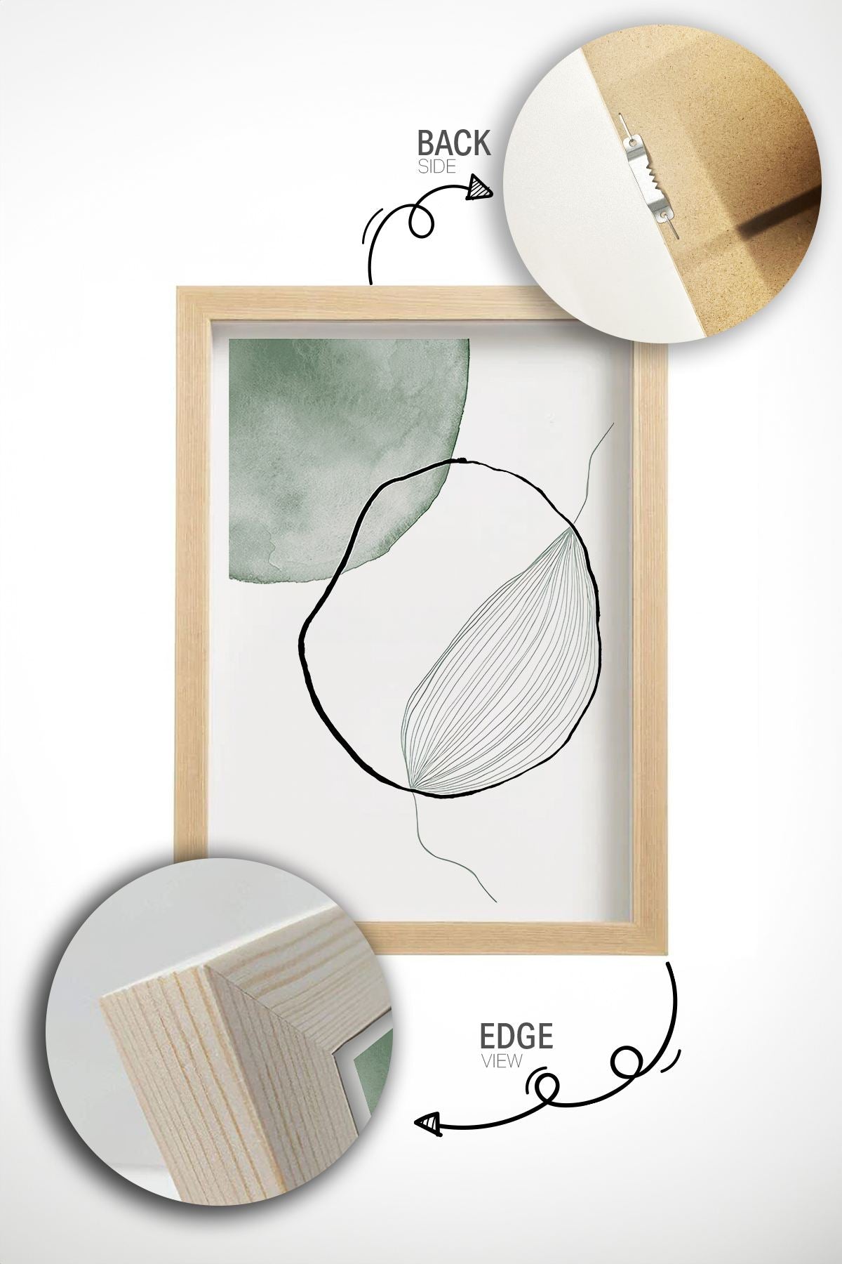 Conjunto de 2 Quadros Decorativos Multicolor com Moldura de Madeira Maciça - 33x48cm