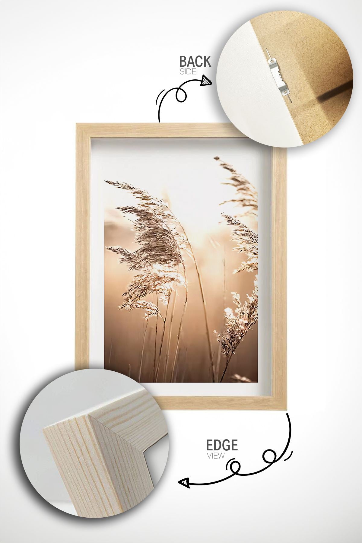 Conjunto de 2 Quadros Decorativos Multicolor com Moldura de Madeira Maciça - 33x48cm