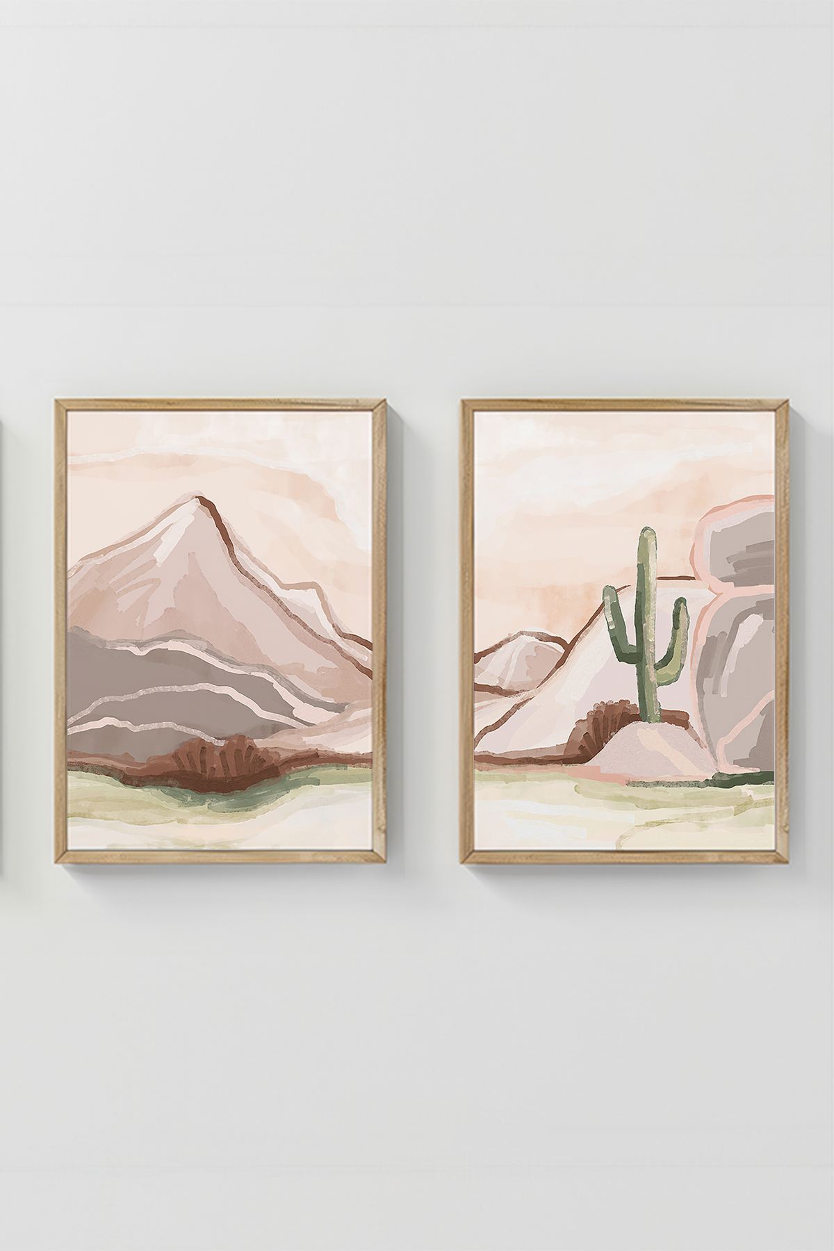 Conjunto de 2 Quadros Decorativos Multicolor com Moldura de Madeira Maciça - 33x48cm