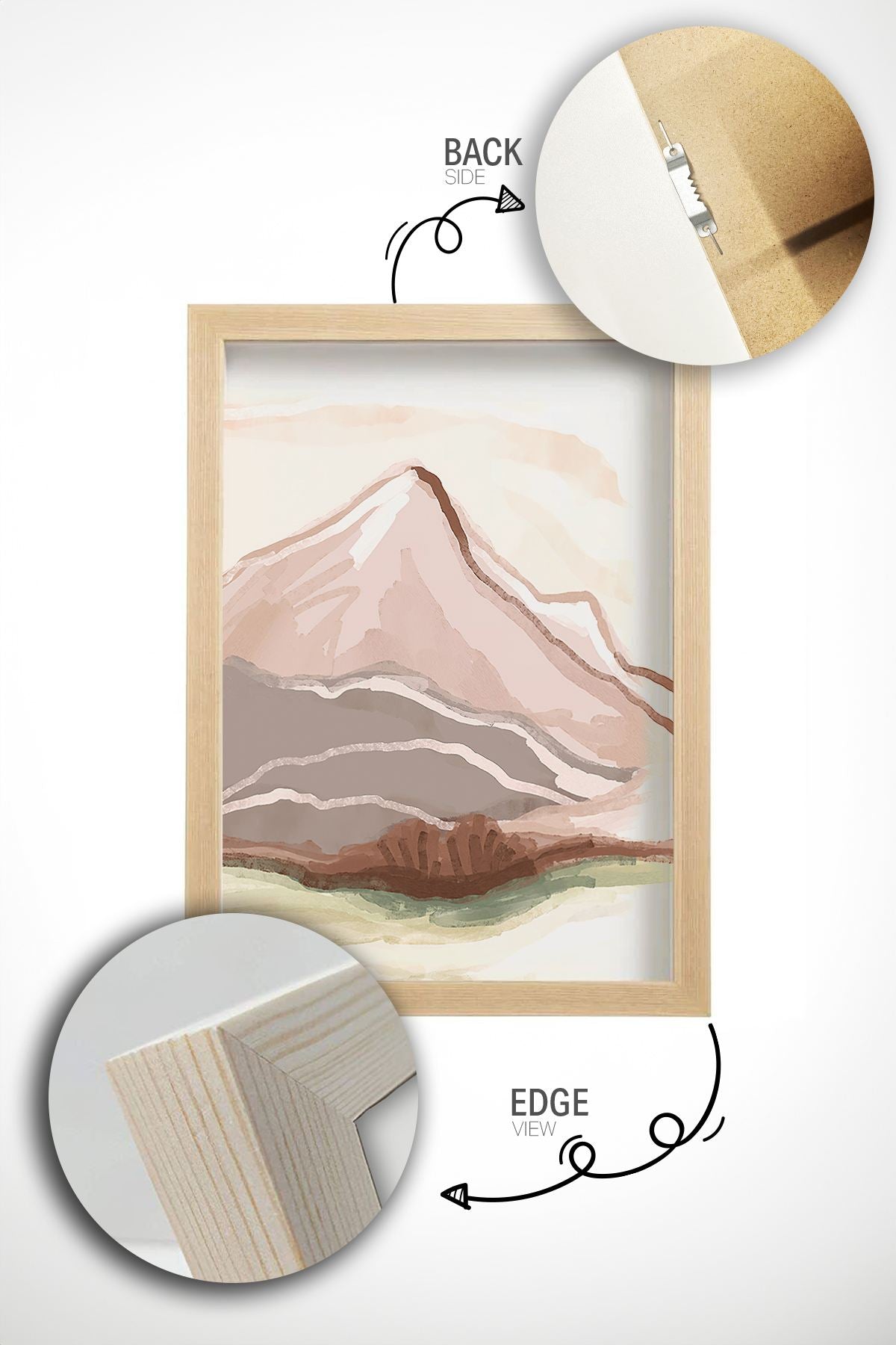 Conjunto de 2 Quadros Decorativos Multicolor com Moldura de Madeira Maciça - 33x48cm