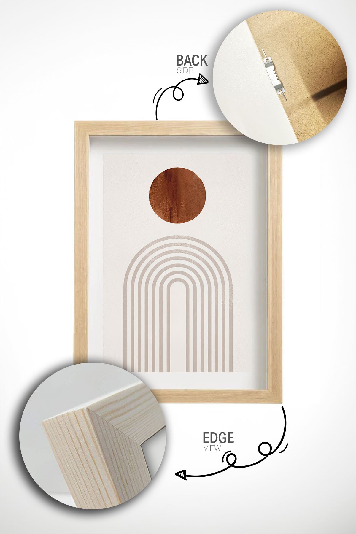 Conjunto de 2 Quadros Decorativos Multicolor com Moldura de Madeira Maciça - 33x48cm