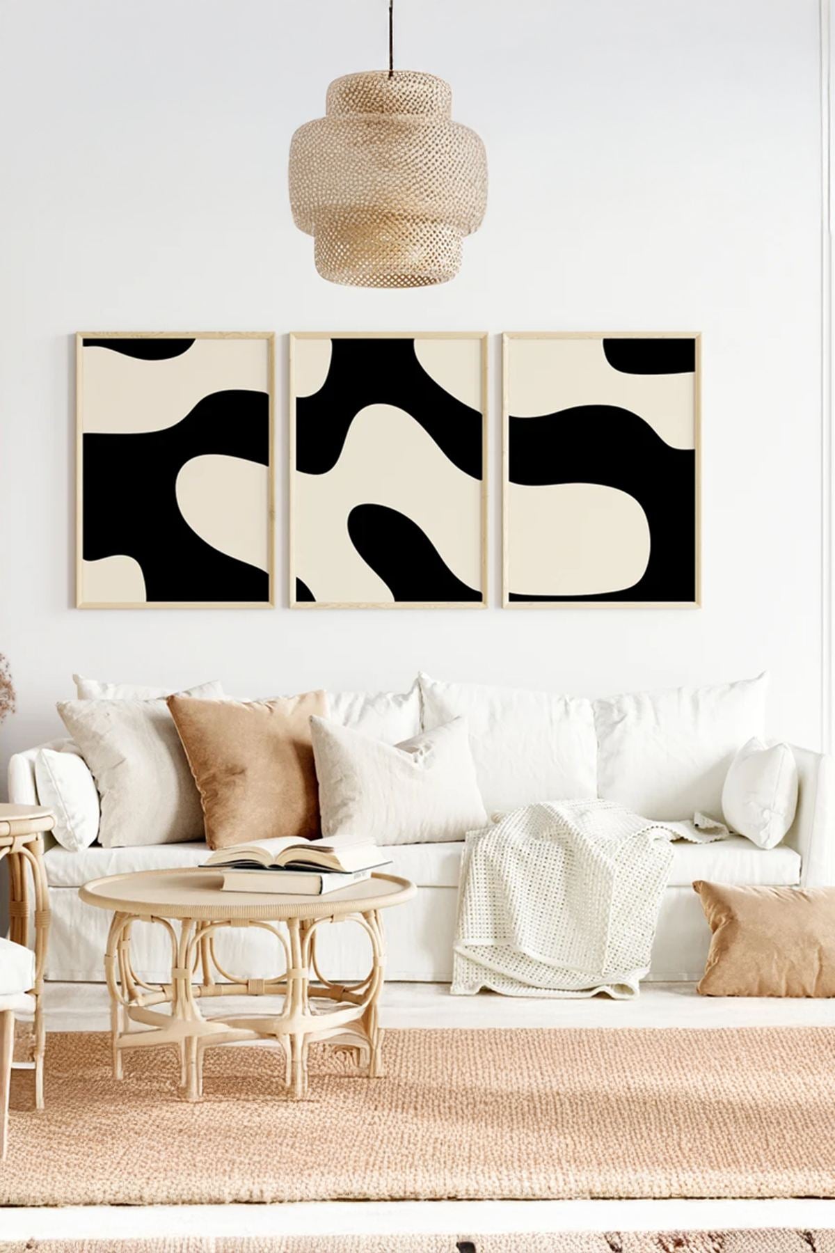 Quadro Decorativo Multicolor em Madeira Maciça - Conjunto 3 Peças 33x48cm com Impressão Digital