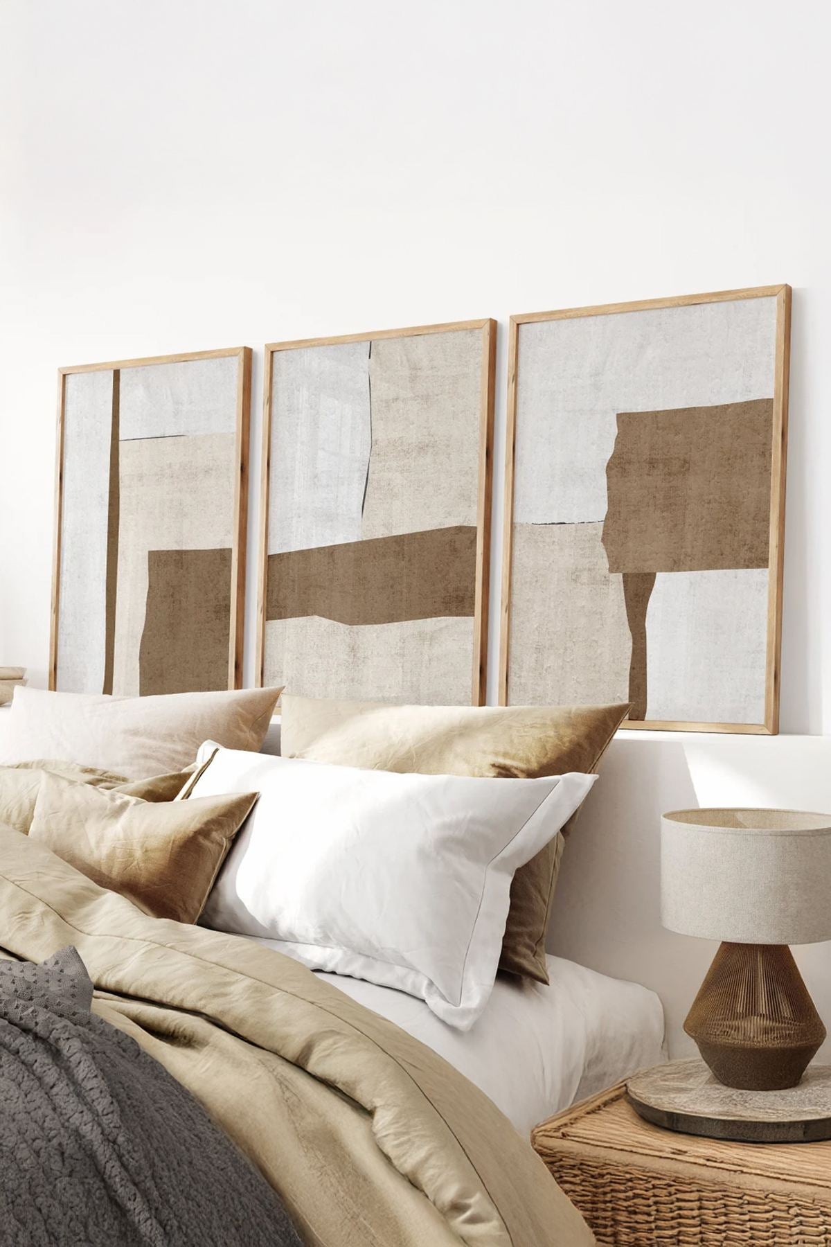 Conjunto de 3 Quadros Decorativos Multicolor em Madeira Maciça - 33x48cm - Impressão Digital de Alta Qualidade