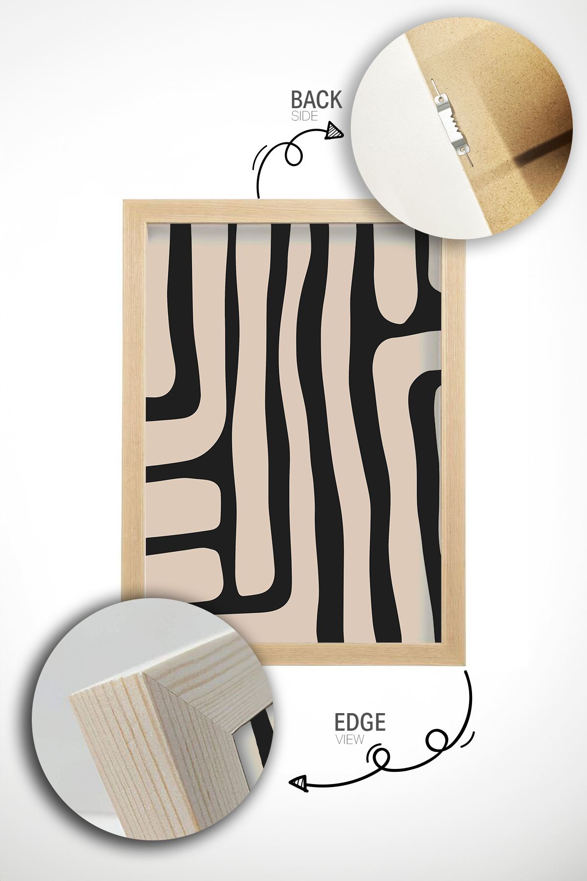 Quadro Decorativo Multicolor em Madeira Maciça - Conjunto 3 Peças 33x48cm com Impressão Digital