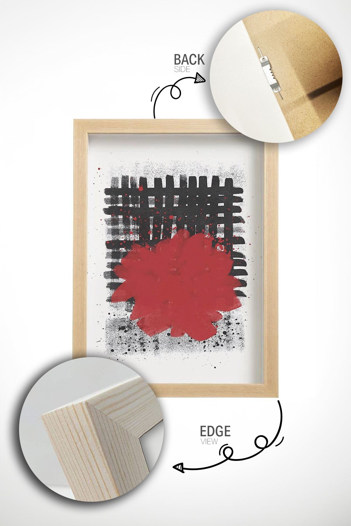 Conjunto de 3 Quadros Decorativos Multicolor em Madeira Maciça - 33x48cm - Impressão Digital de Alta Qualidade