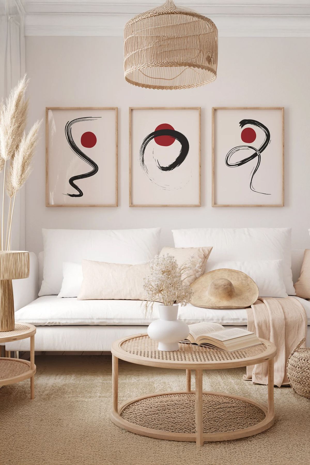 Conjunto de 3 Quadros Decorativos Multicolor em Madeira Maciça - 33x48cm - Impressão Digital de Alta Qualidade