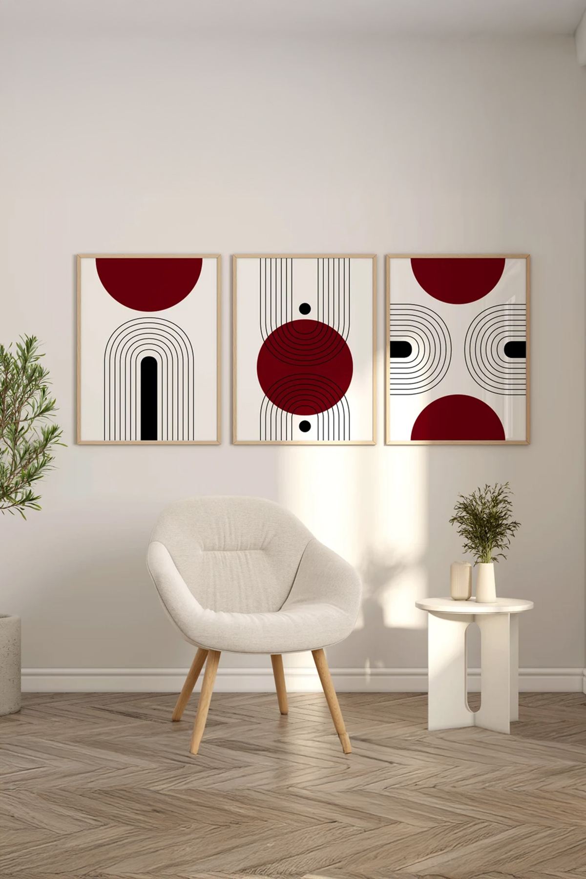 Conjunto de 3 Quadros Decorativos Multicolor em Madeira Maciça - 33x48cm - Impressão Digital de Alta Qualidade