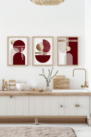 Conjunto de 3 Quadros Decorativos Multicolor com Moldura de Madeira Maciça 2 cm, Impressão Digital em MDF, 33 x 48 cm