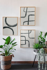 Conjunto de 3 Quadros Decorativos Multicolor com Moldura de Madeira Maciça - 33x48cm