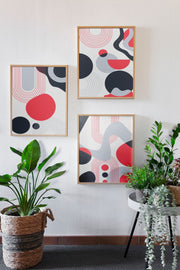 Conjunto de 3 Quadros Decorativos Multicolor em Madeira Maciça - 33x48cm - Impressão Digital de Alta Qualidade