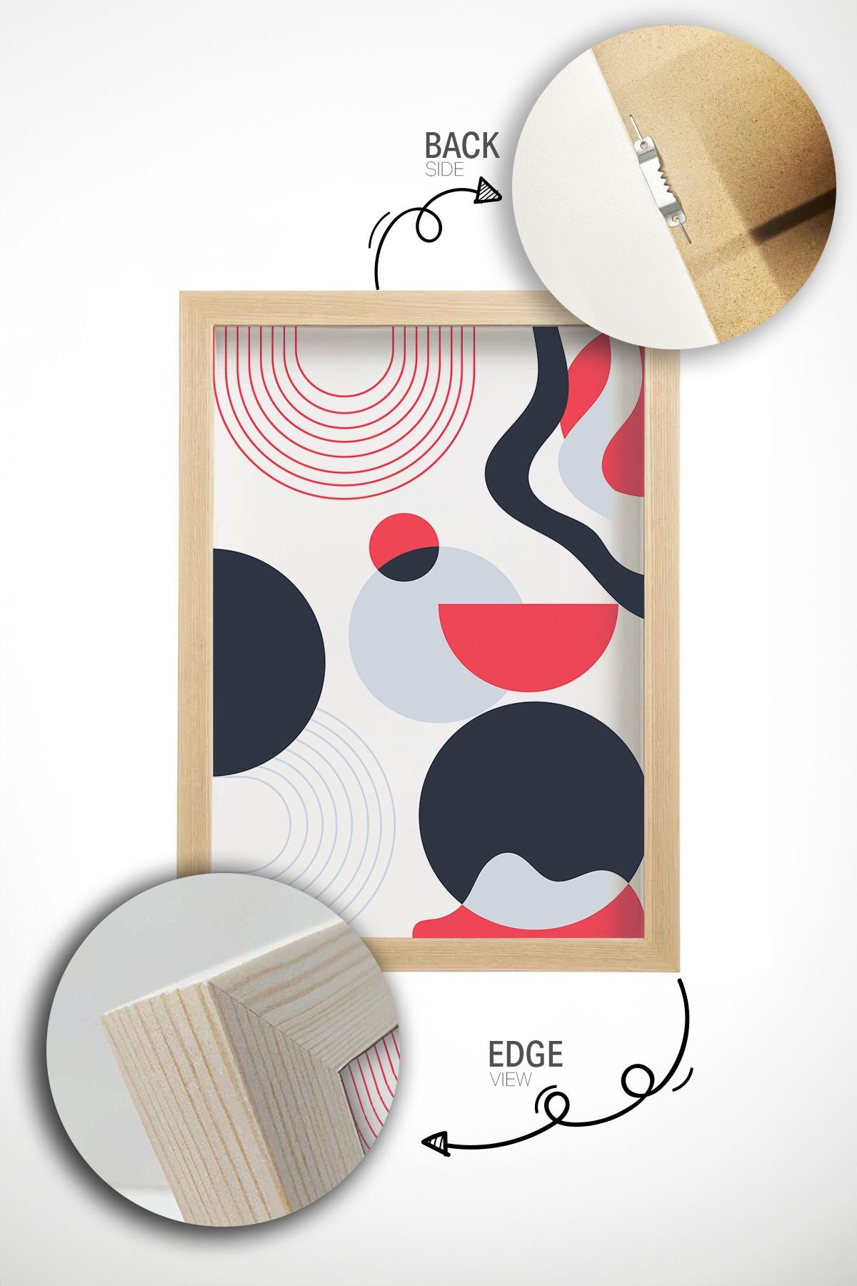 Conjunto de 3 Quadros Decorativos Multicolor em Madeira Maciça - 33x48cm - Impressão Digital de Alta Qualidade