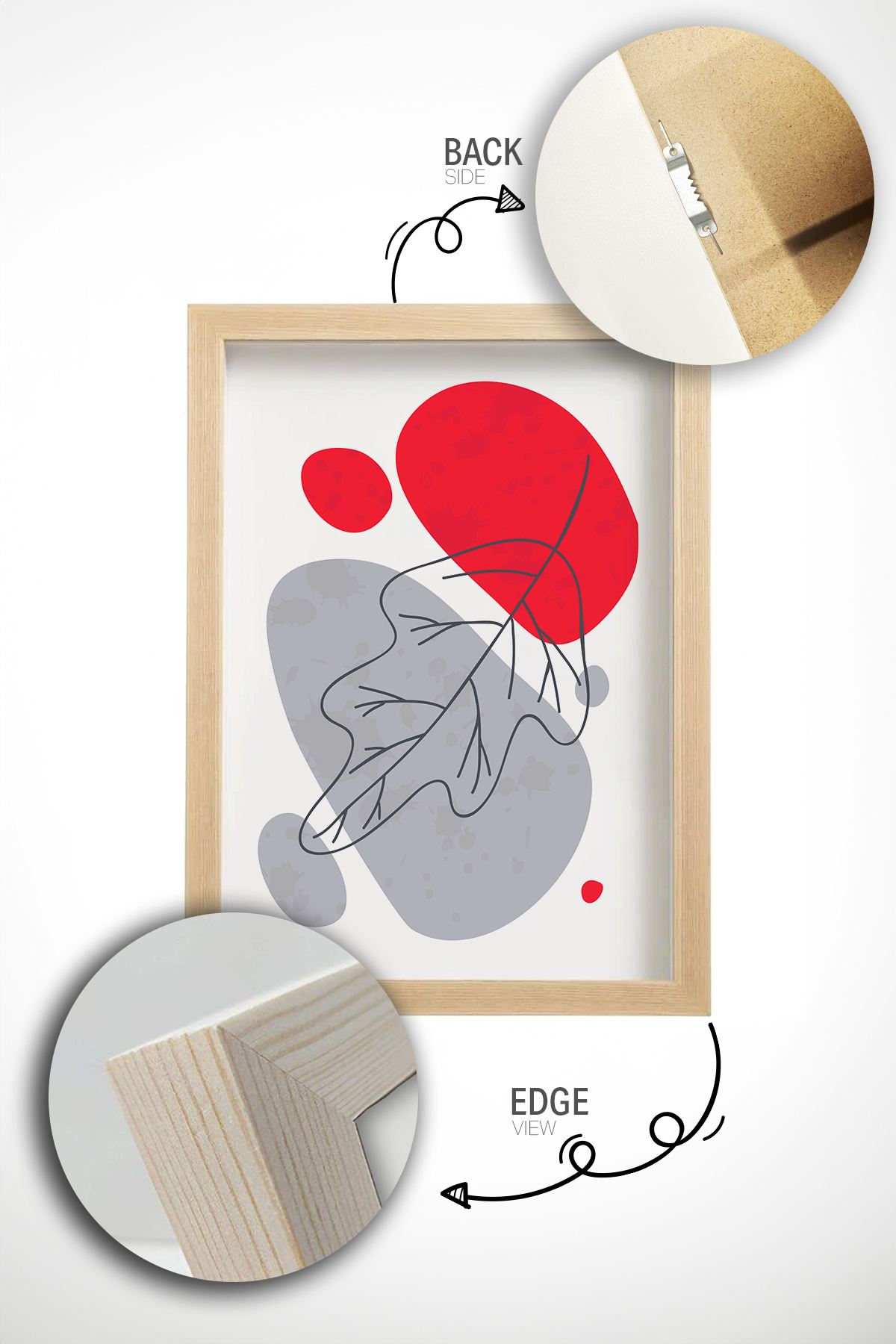 Quadro Decorativo Tripartido Ersydata13-3348, Moldura em Madeira Maciça, Impressão Digital, Multicolor, 33 x 48 cm (3 Peças)