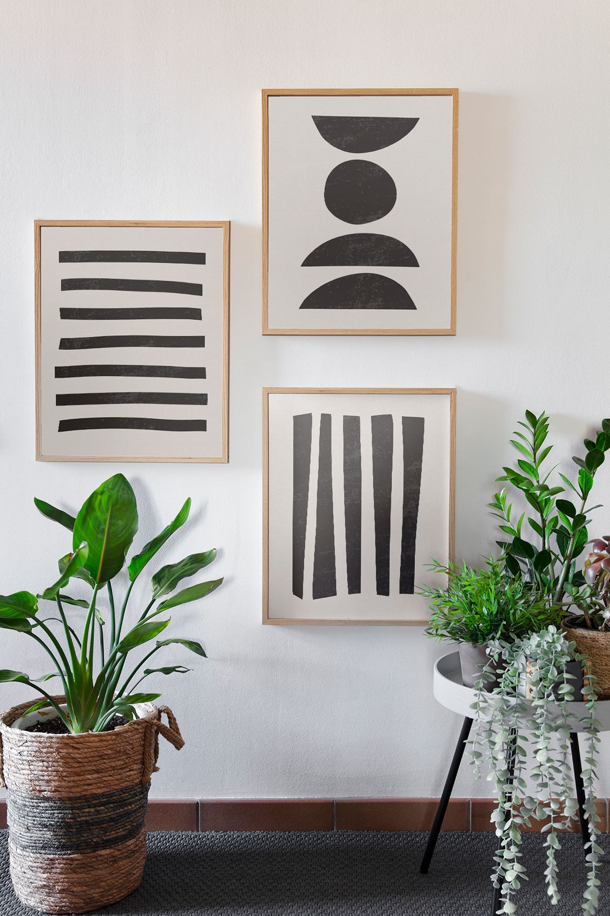 Tríptico Decorativo com Moldura em Madeira Maciça – 3 Peças Multicolor, 33 x 48 cm (Ersydata15-3348)