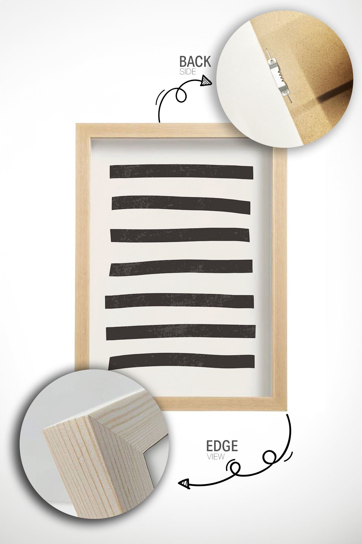 Tríptico Decorativo com Moldura em Madeira Maciça – 3 Peças Multicolor, 33 x 48 cm (Ersydata15-3348)