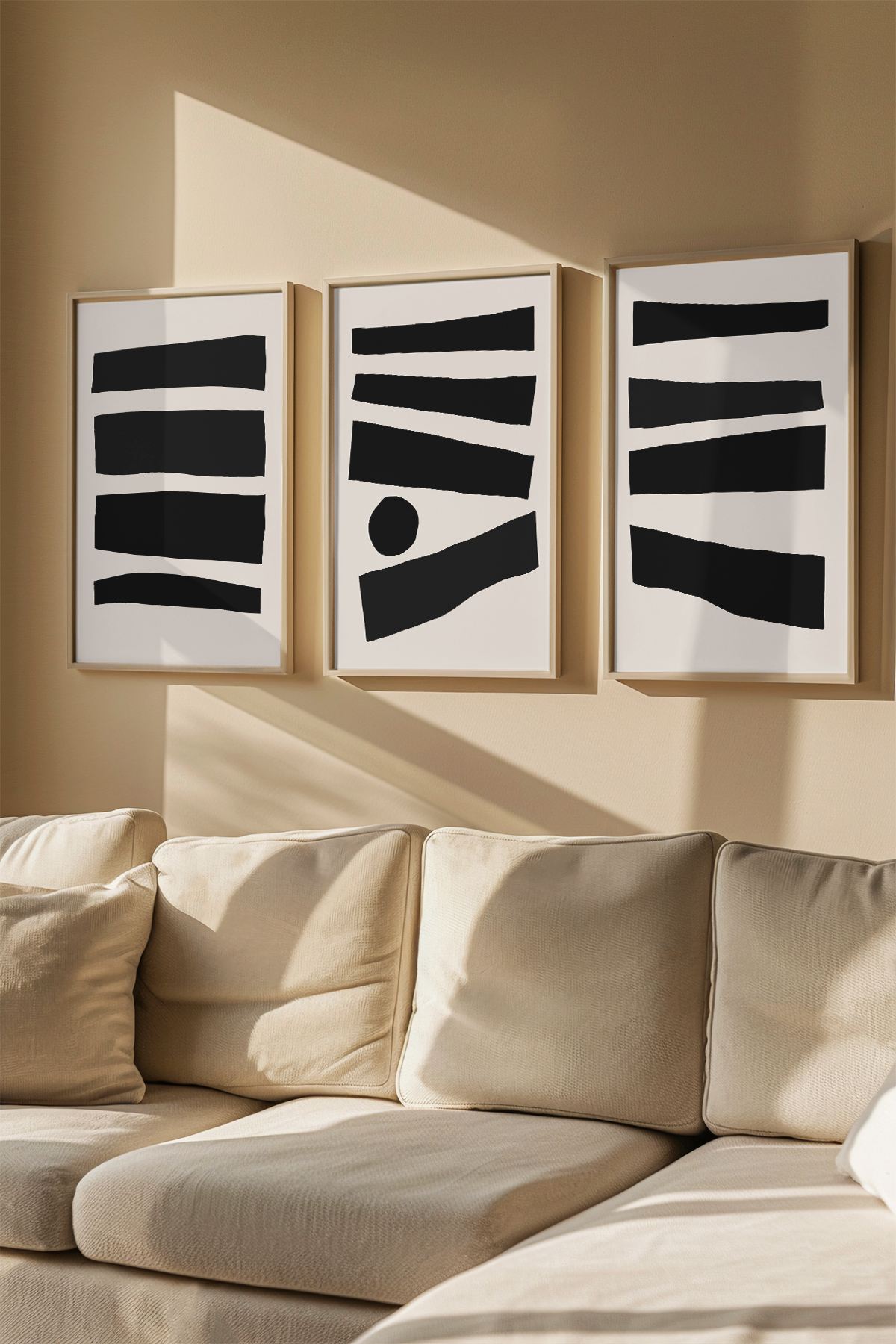 Conjunto de 3 Quadros Decorativos com Moldura em Madeira Maciça (2 cm), Impressão Digital em MDF, 33x48 cm, Multicolor – Ersydata17-3348