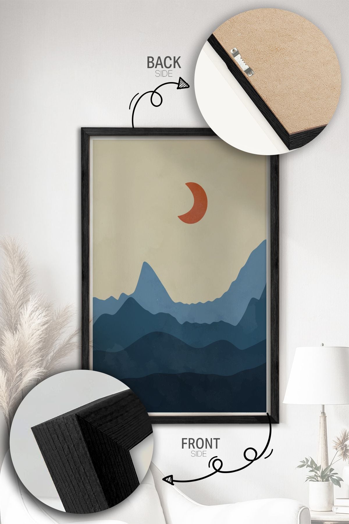 Conjunto de Quadros Decorativos 3 Peças – Moldura em Madeira Maciça, Impressão Digital, Multicolor (34x49 cm cada, MDF)