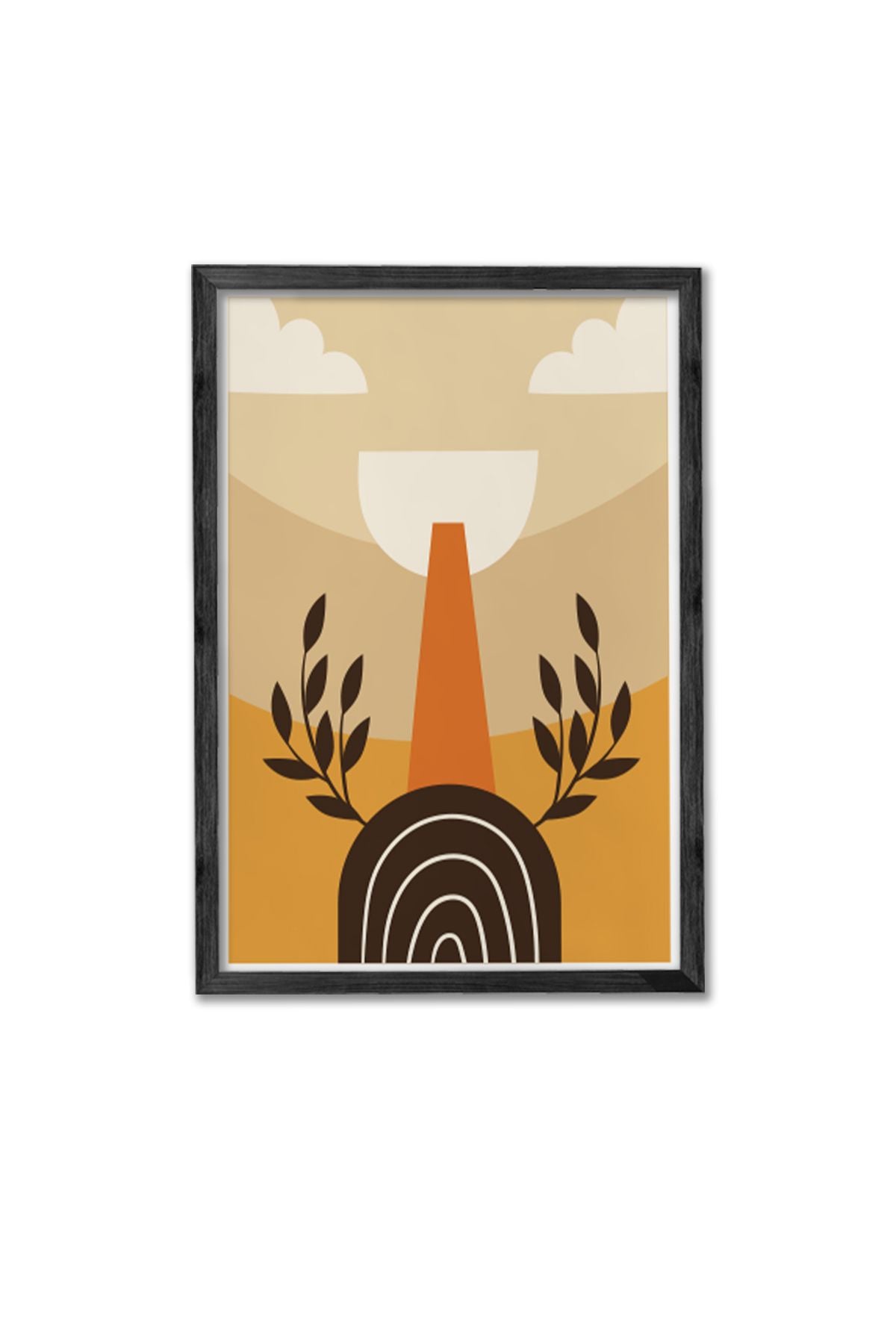 Conjunto de 3 Quadros Decorativos Multicolor com Moldura de Madeira Maciça - 34x49cm